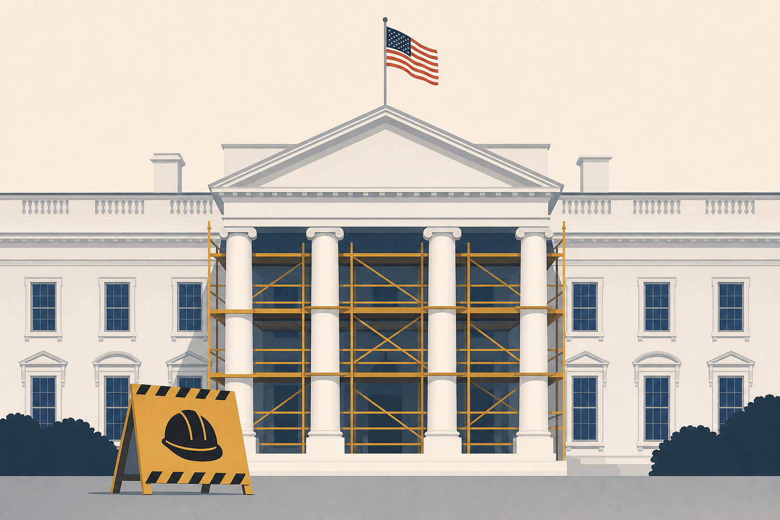 Trump Begins New Construction Project on White House Front Columns
