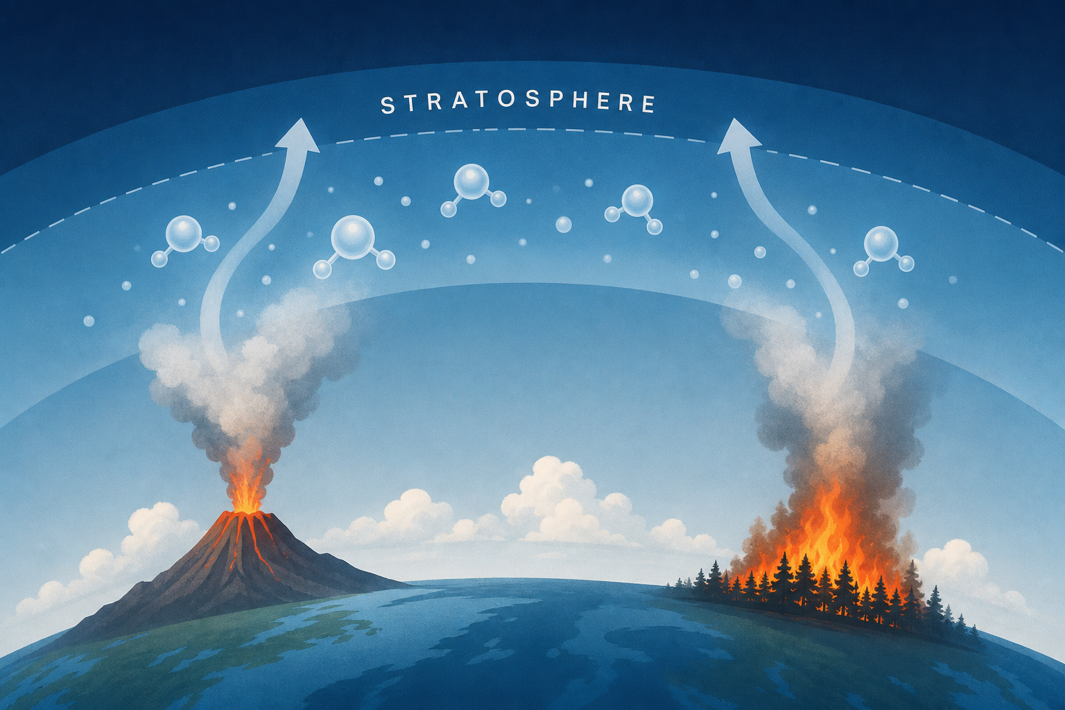 Volcanoes and wildfires are adding water vapor to the stratosphere, raising climate concerns