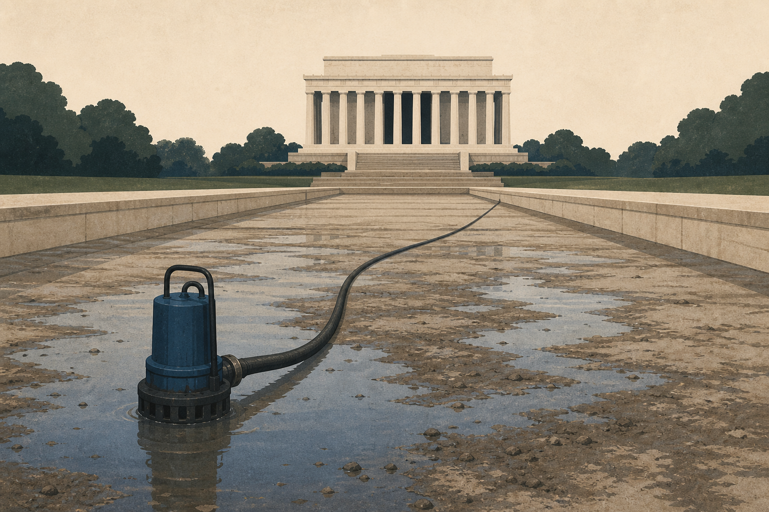 Crews are again draining Lincoln Memorial Reflecting Pool