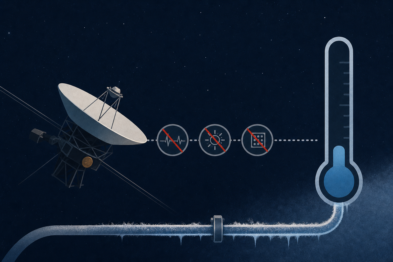 NASA is keeping Voyager 1 alive by switching off instruments and heaters one by one—but it cannot let the spacecraft become so cold that its fuel lines freeze. If those lines fail, Voyager could lose