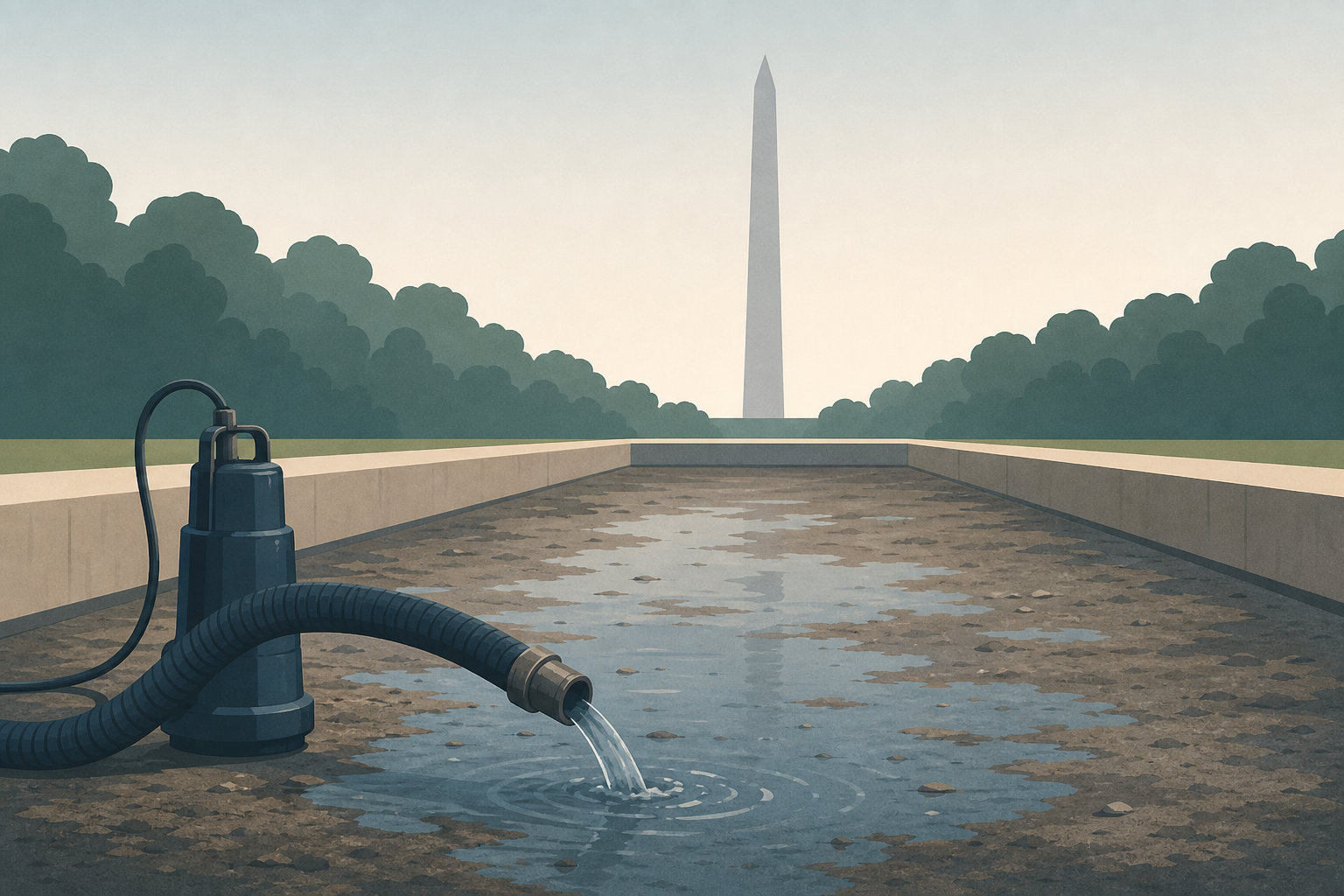 Crews again drain Trump’s troubled reflecting pool