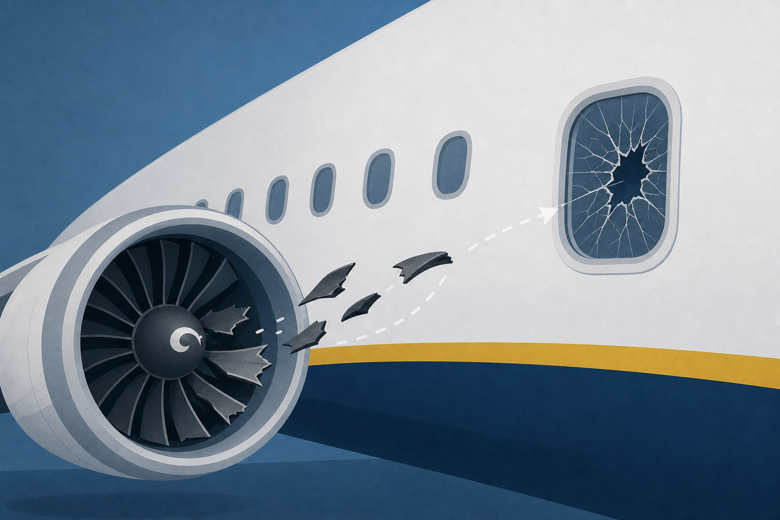 Apparent engine fan blade failure preceded rupture of Ryanair 737 window