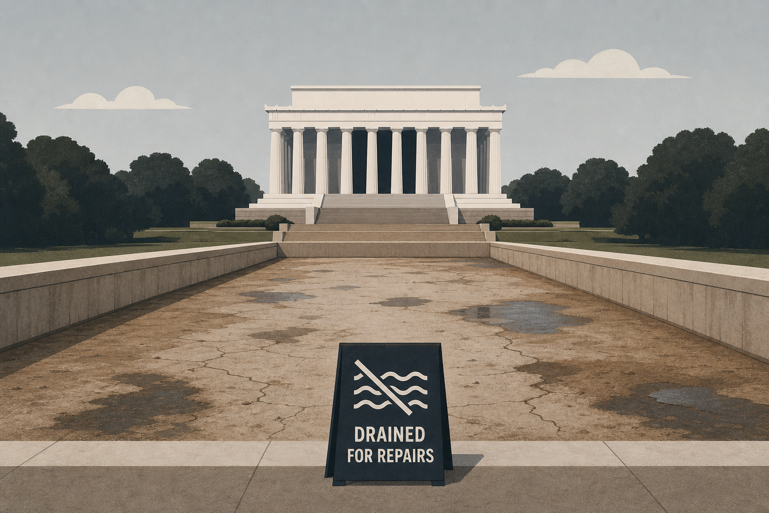 Lincoln Memorial Reflecting Pool drained for repairs after vandalism