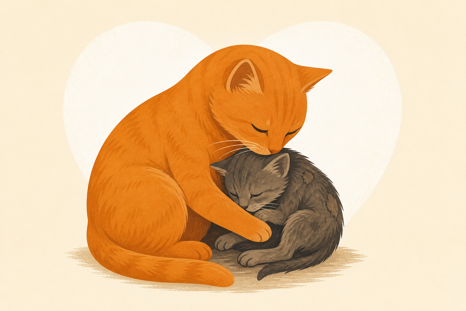 Orange Cat Brings Home a Struggling Stray Kitten and Refuses to Leave His Side