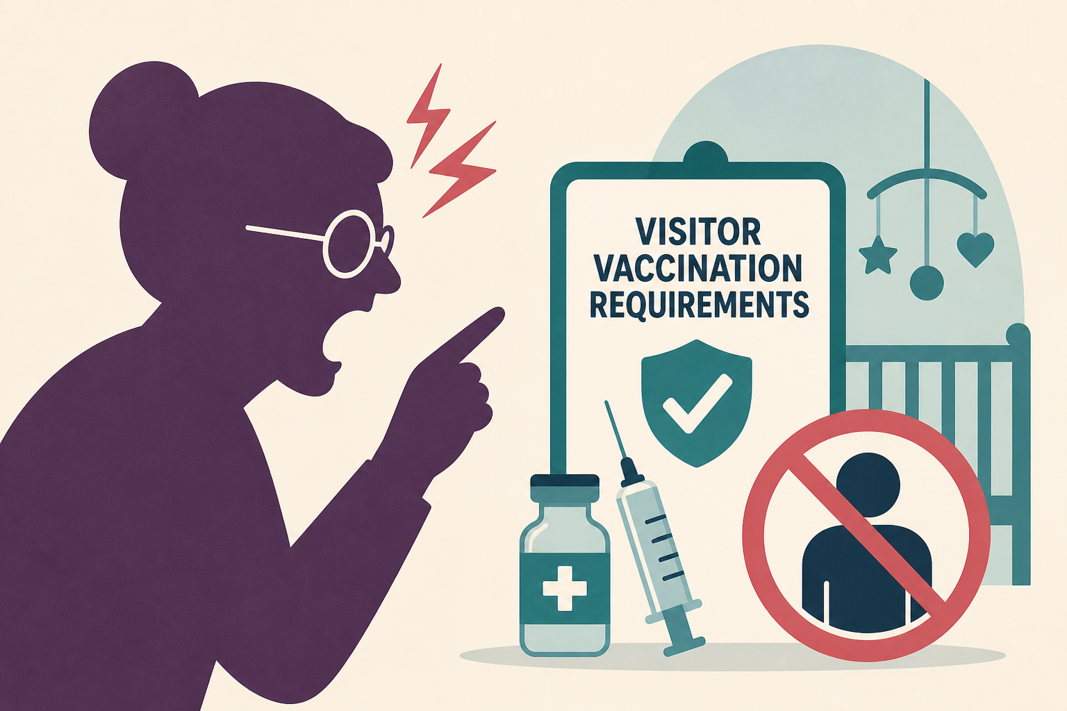Angry grandma blasts new parents' visitor vaccination rules