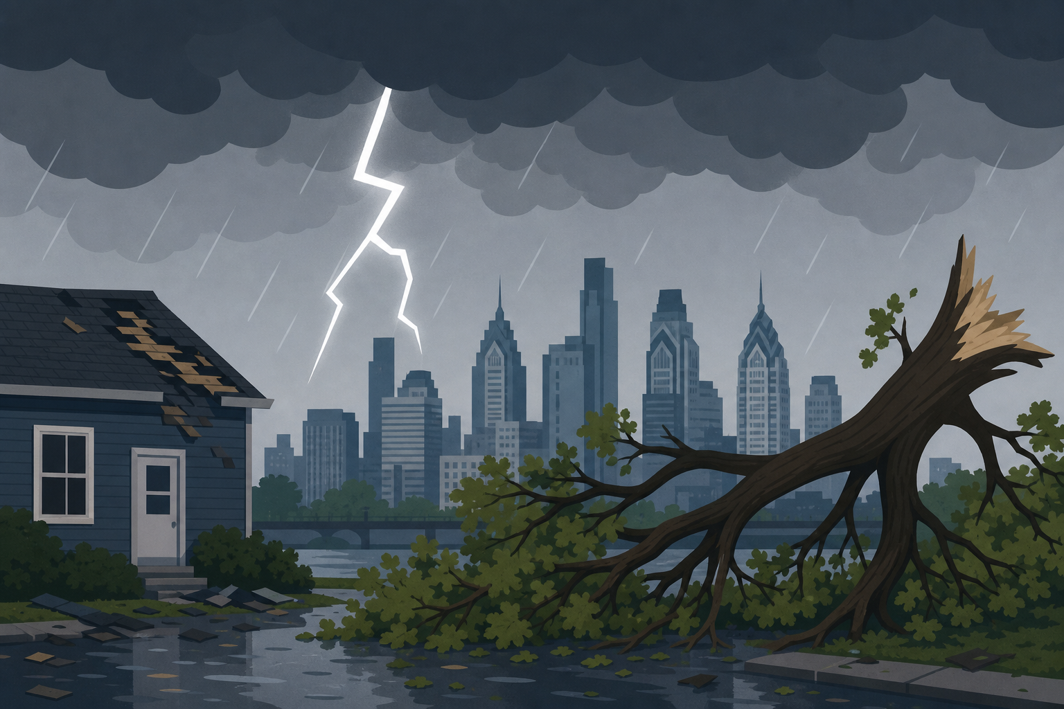 Severe thunderstorms cause damage in Philadelphia region Saturday