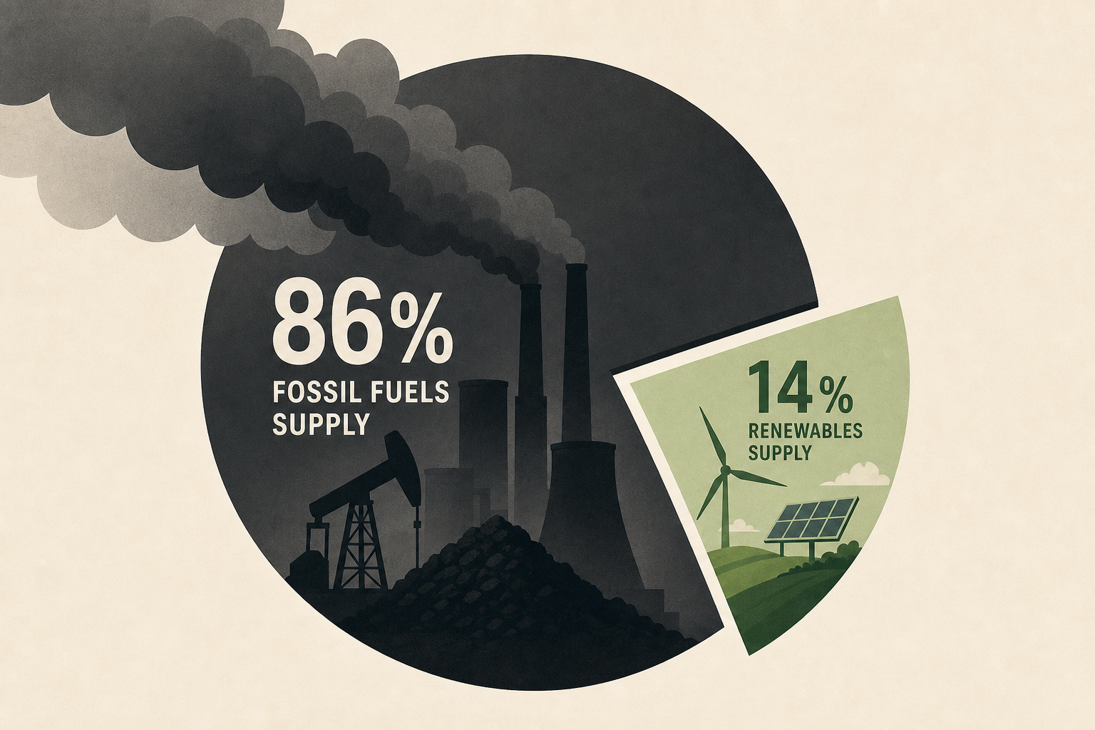 Fossil fuels supply 86% of global energy despite record renewables