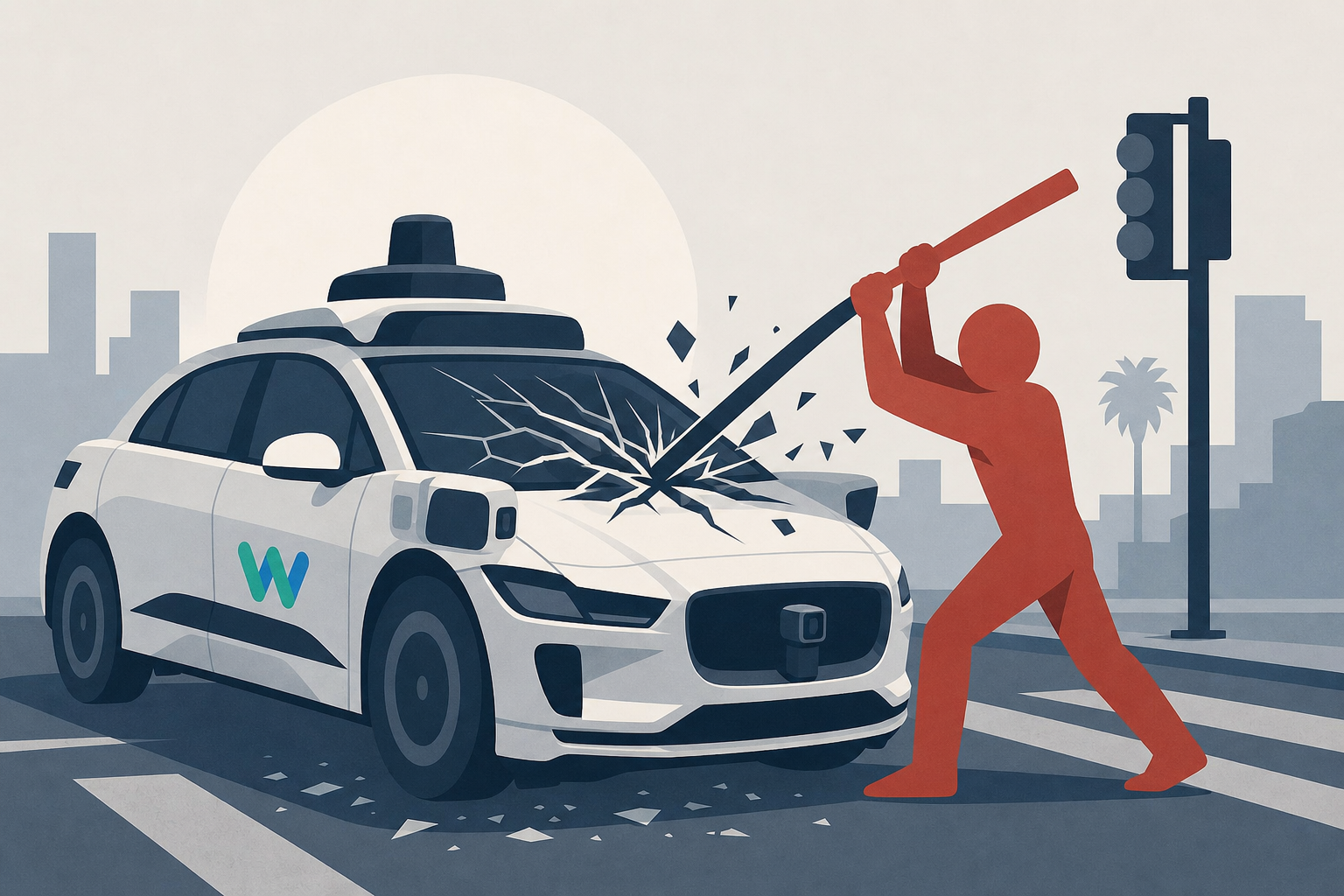 Shirtless man destroys Waymo in busy East Hollywood intersection, video shows