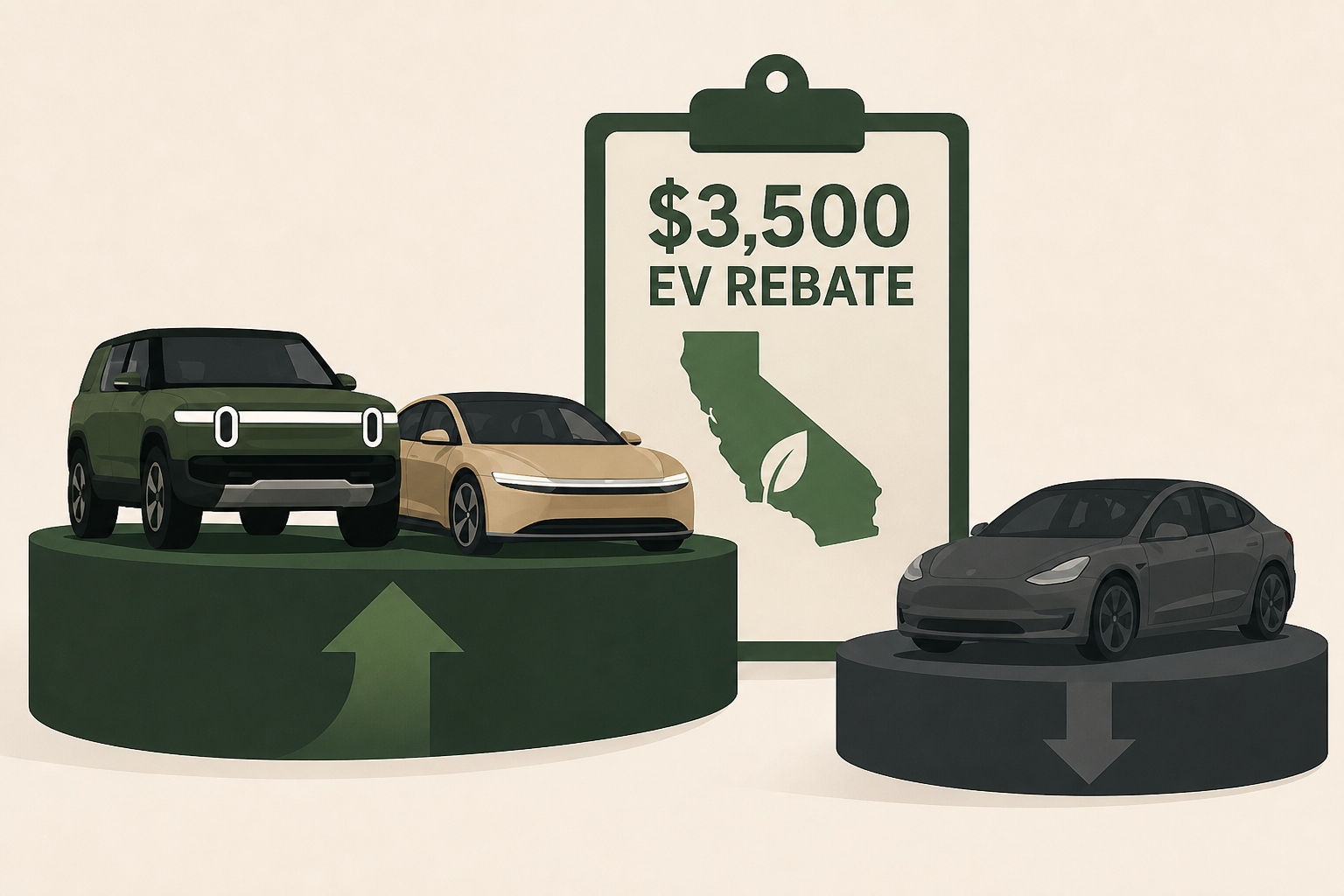 California's new $3,500 EV rebate favors Rivian and Lucid over Tesla