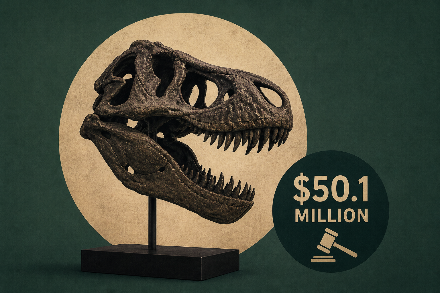 Rare T. rex fossil sells for record $50.1 million at auction
