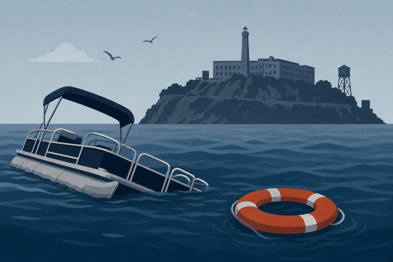 1 killed, 2 missing after pontoon boat sinks in SF Bay near Alcatraz; rescue underway