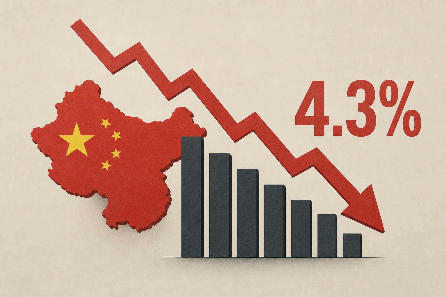 China's economy slows to 4.3% annual growth in April-June