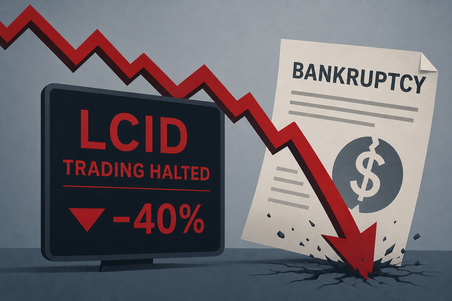 Lucid (LCID) stock halted, crashes 40% on bankruptcy report it denies