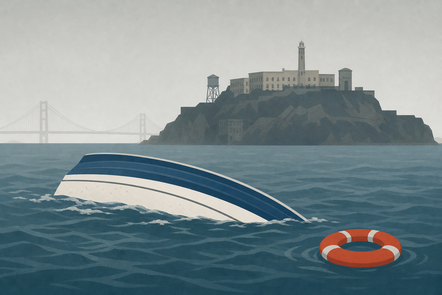 1 dead, 3 missing after boat capsizes near Alcatraz in San Francisco Bay