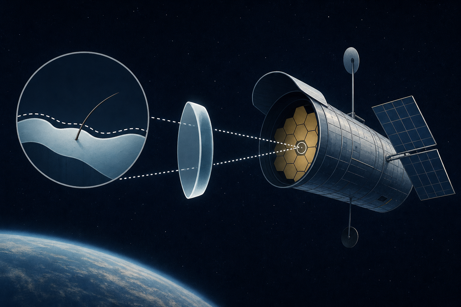 The Hubble Space Telescope reached orbit with a mirror ground to the wrong shape by a fraction of a human hair, and astronauts repaired the billion-dollar mistake by effectively giving it glasses