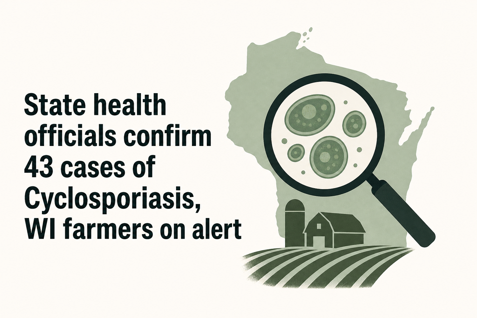 State health officials confirm 43 cases of Cyclosporiasis, WI farmers on alert
