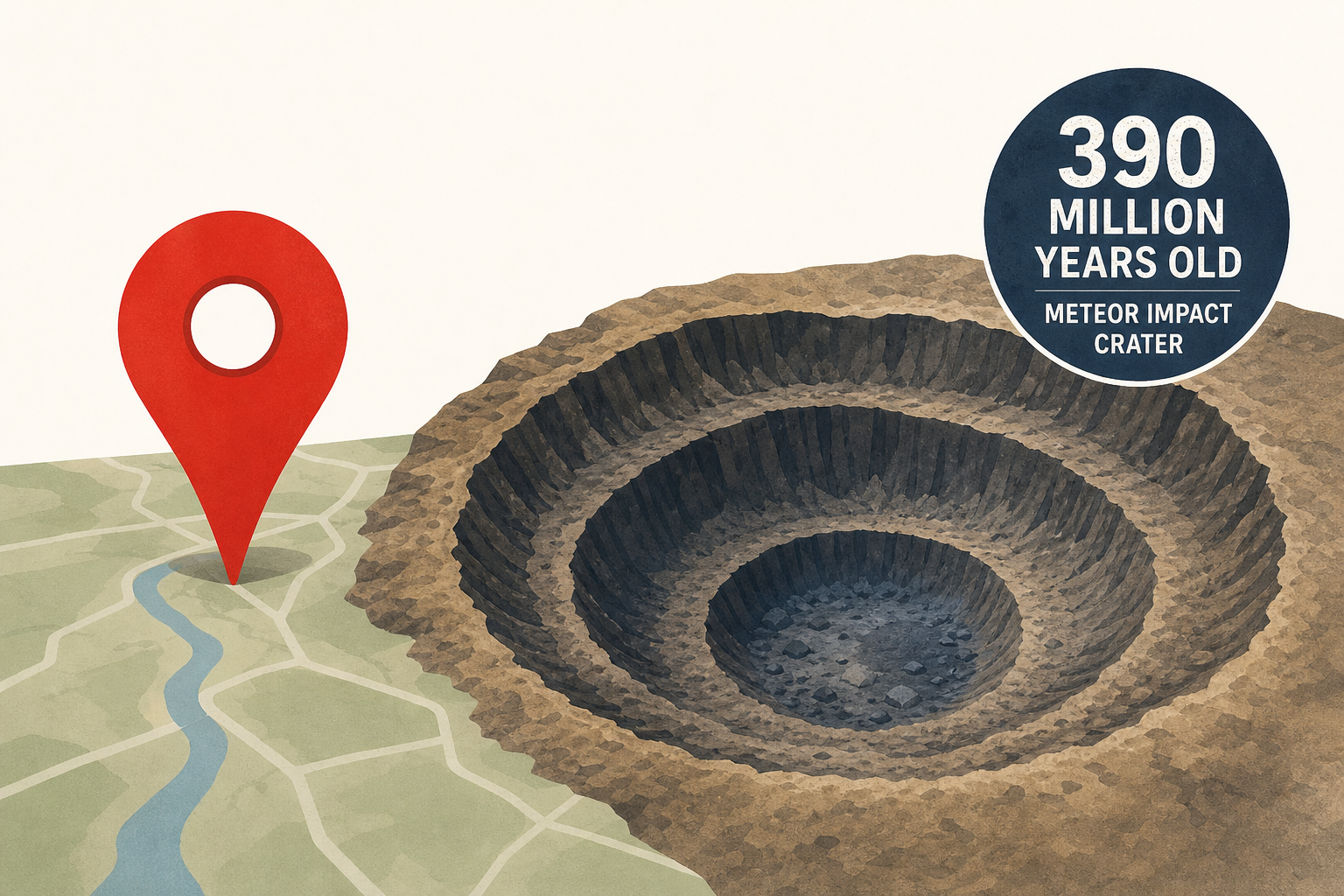 Giant pit discovered by hiker on Google Maps confirmed to be 390 million-year-old meteor impact crater