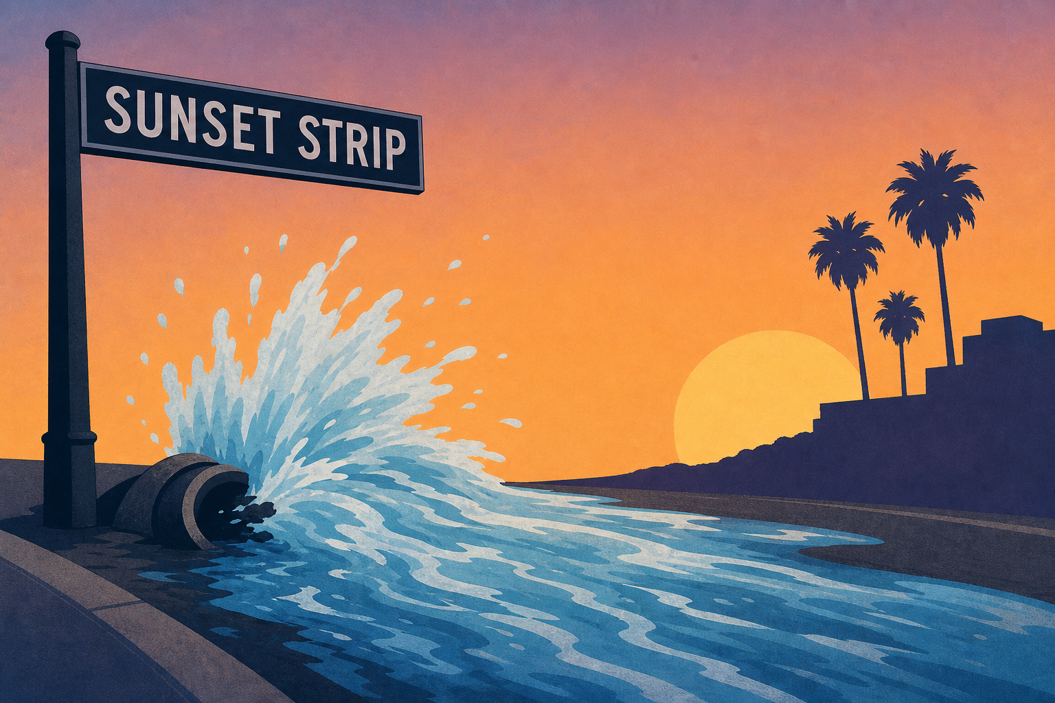The Sunset Strip Becomes a Gushing River After a Water Main Break