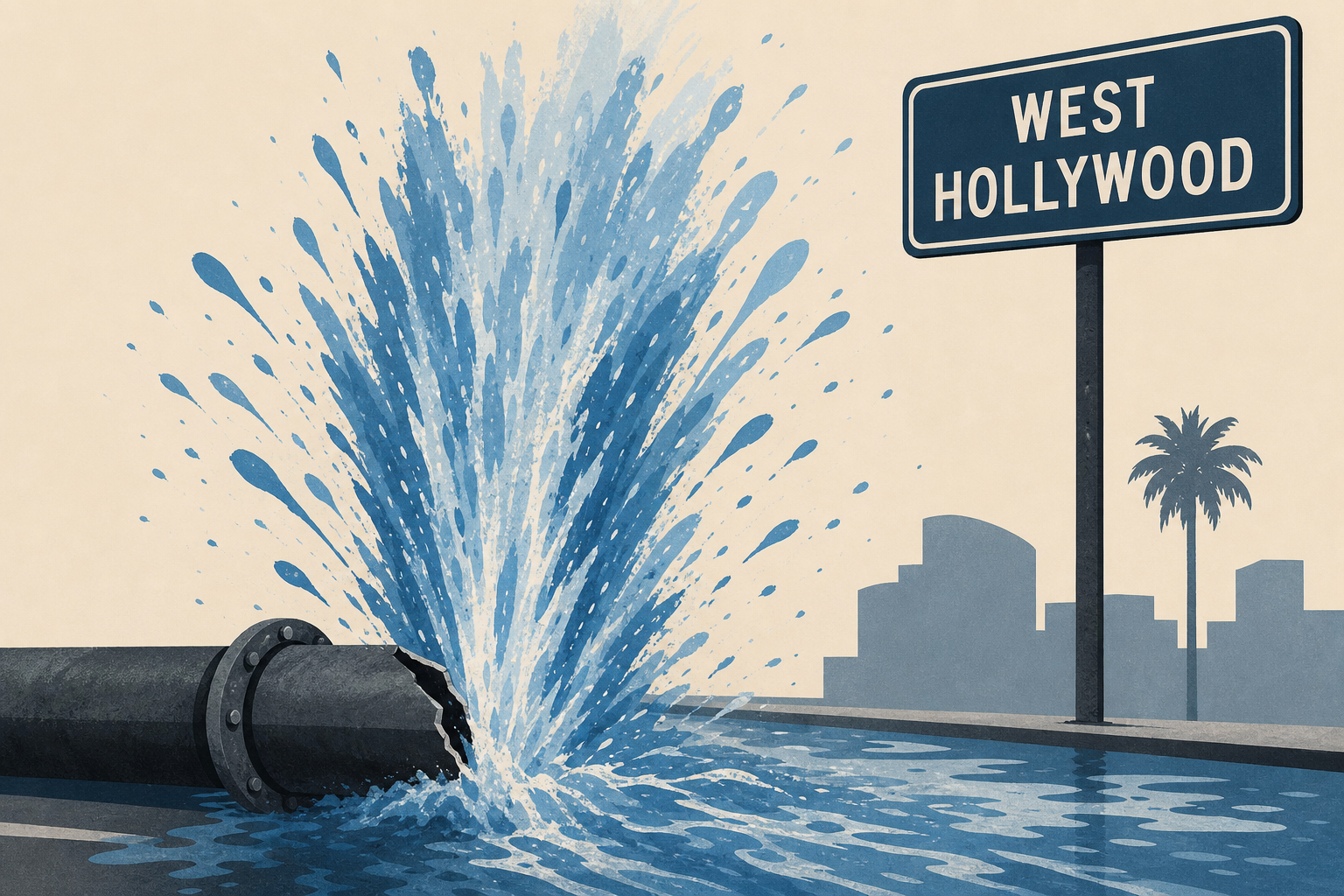 Unbelievable moment West Hollywood water main burst, unleashing devastating deluge
