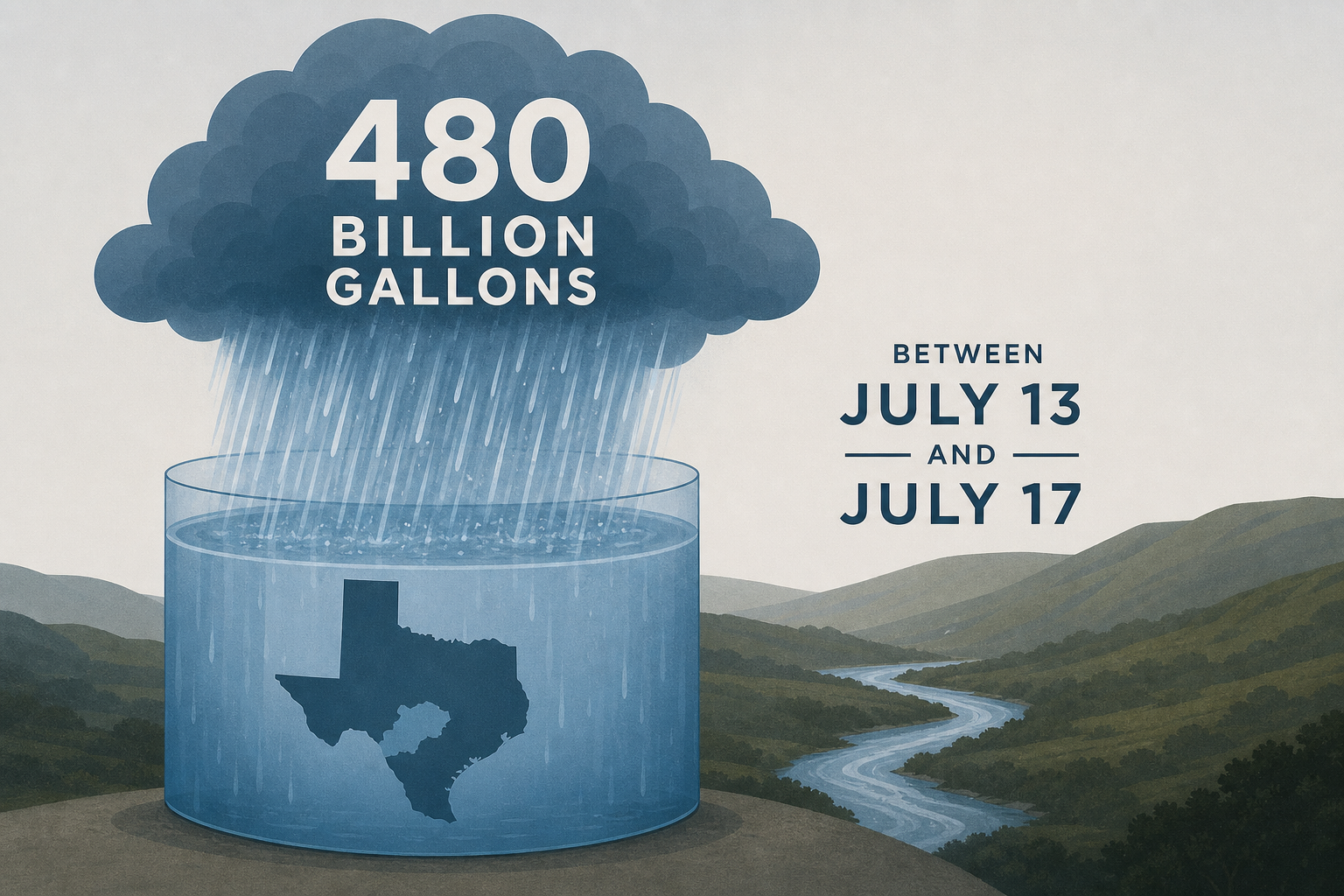 Estimated 480 billion gallons of rain fell for parts of Hill Country between July 13 and July 17
