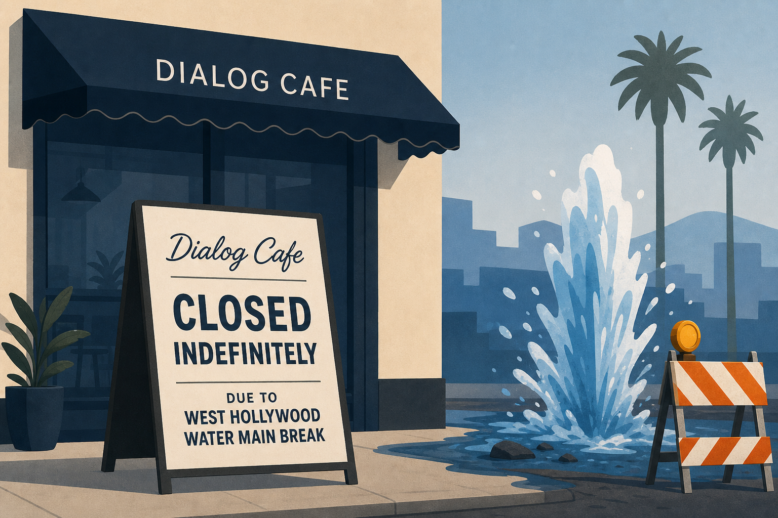 Dialog Cafe closes indefinitely due to West Hollywood water main break