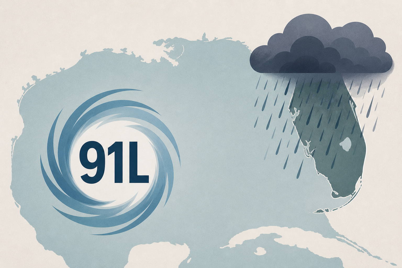 Invest 91L declared in the Gulf, with heavy downpours expected in Florida