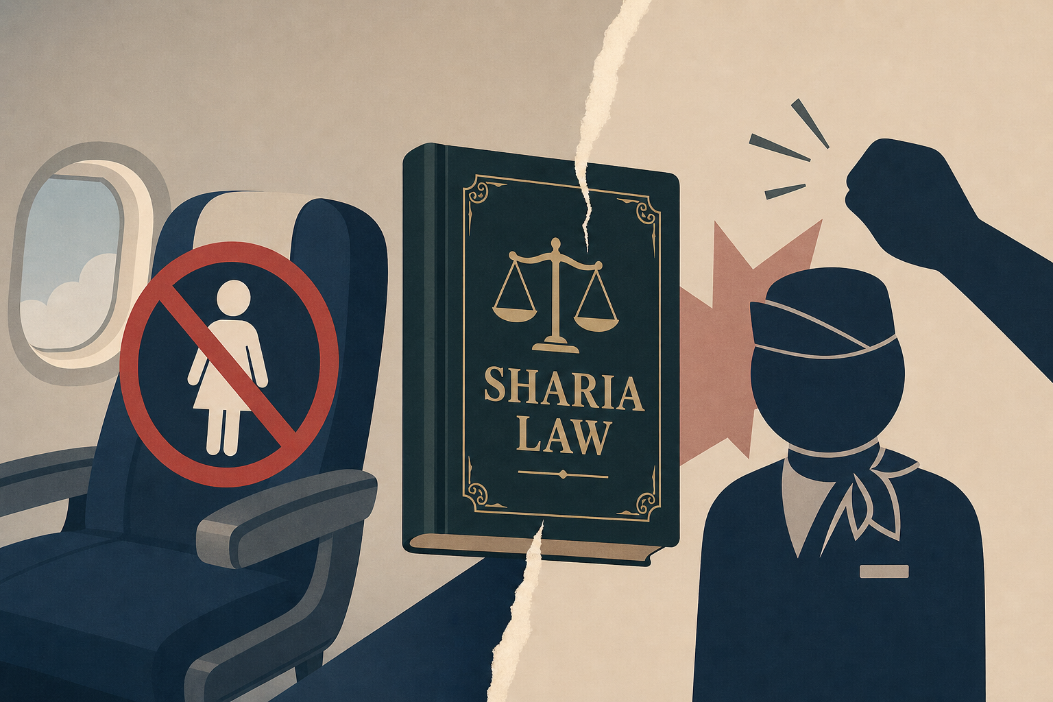 Plane passenger invoked Sharia law to avoid sitting next to a woman -then attacked female flight attendant: cops