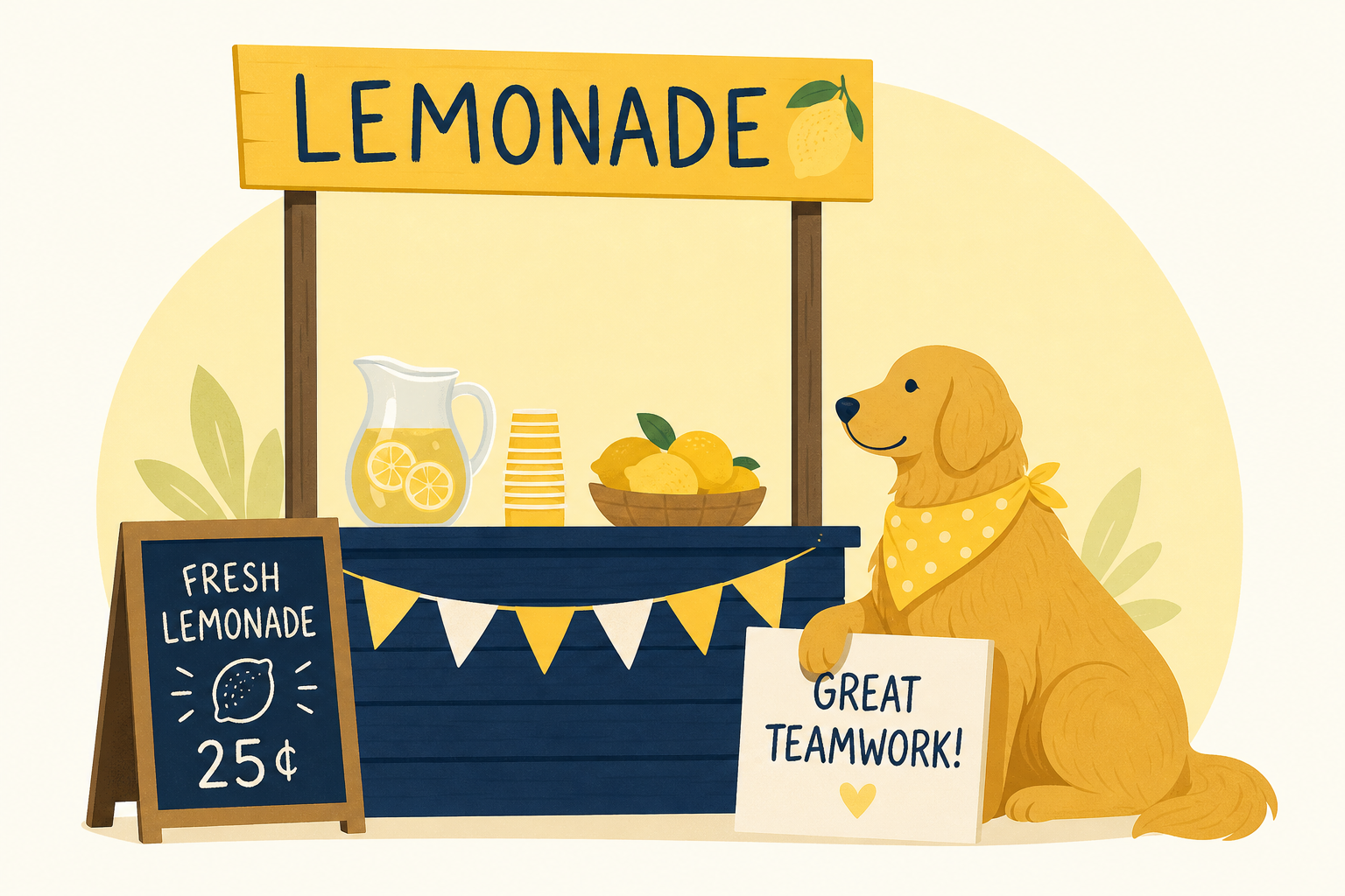 Golden Retriever Helps Toddler Run a Successful Lemonade Stand