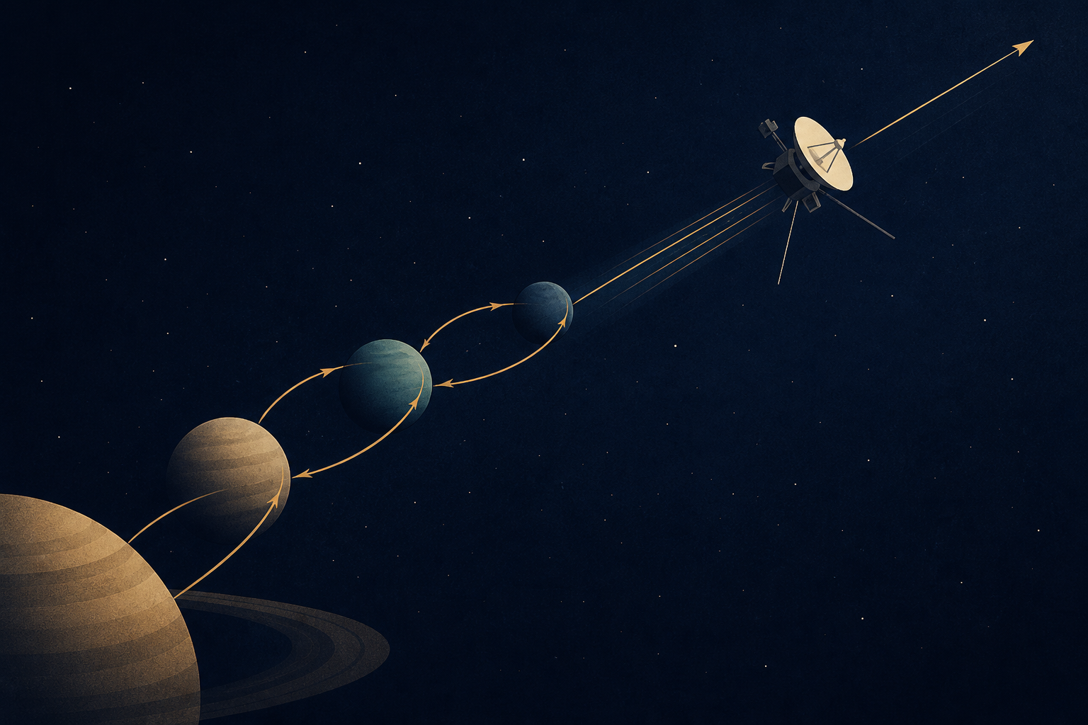 Voyager 1 has no engine running. The 38,000-mile-per-hour speed it has held since its Saturn flyby in 1980 is borrowed momentum from planets it grazed more than four decades ago, and that free ride ca
