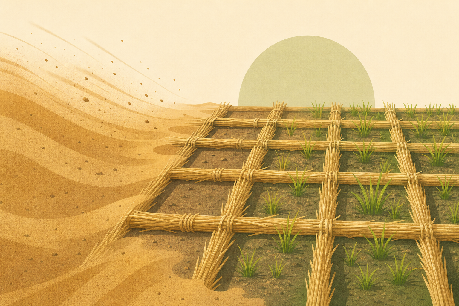 China Hopes 'Straw Checkerboards' Will Keep Desert at Bay