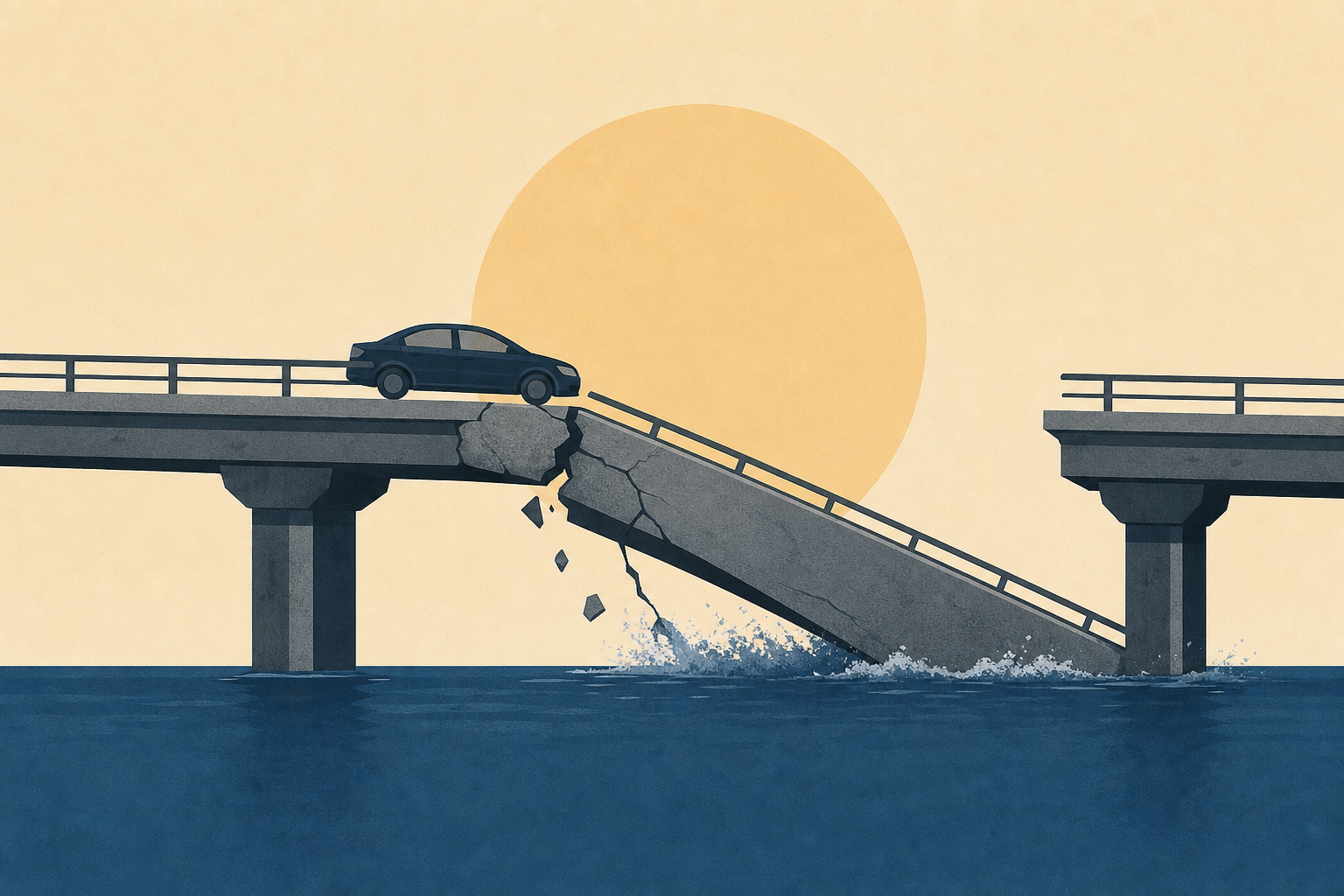This Greek Bridge Is Collapsing Into Water But People Are Still Driving On It