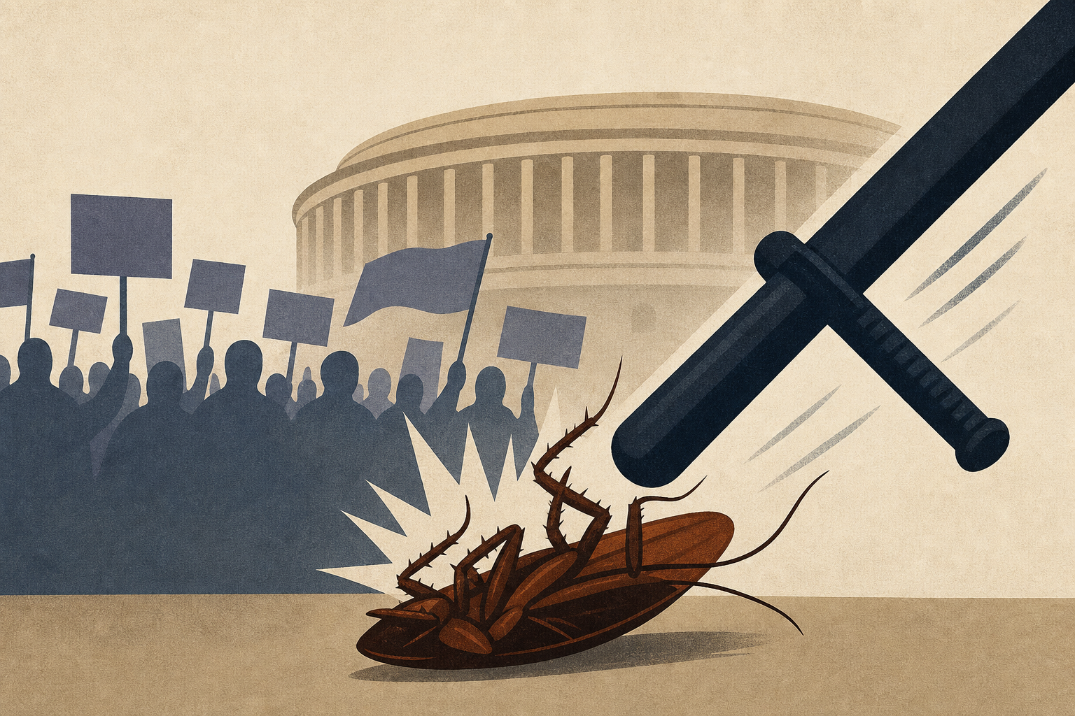 Police attack Cockroach activists as thousands march on Indian parliament