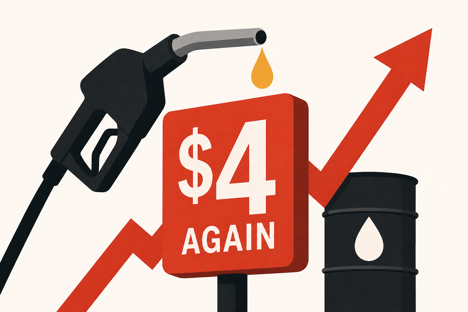 Gas prices hit $4 again after oil soars more than 15% in a week