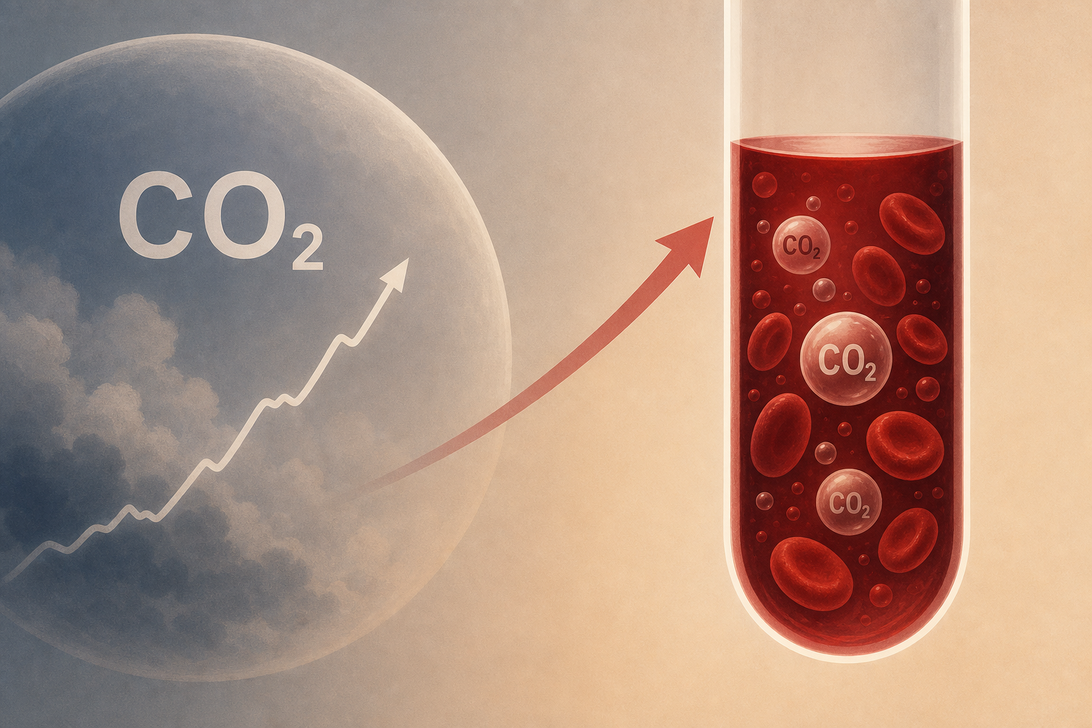 CO2 in human blood is rising with the atmosphere