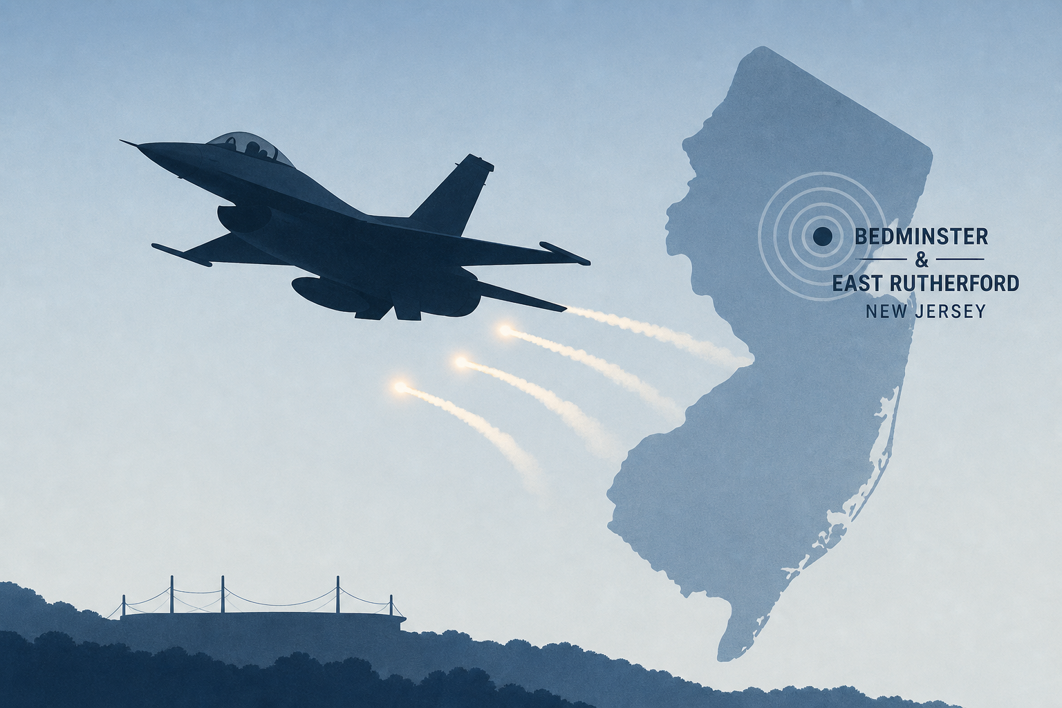 F-16s intercept planes, deploy flares in restricted airspace over Bedminster and East Rutherford, New Jersey