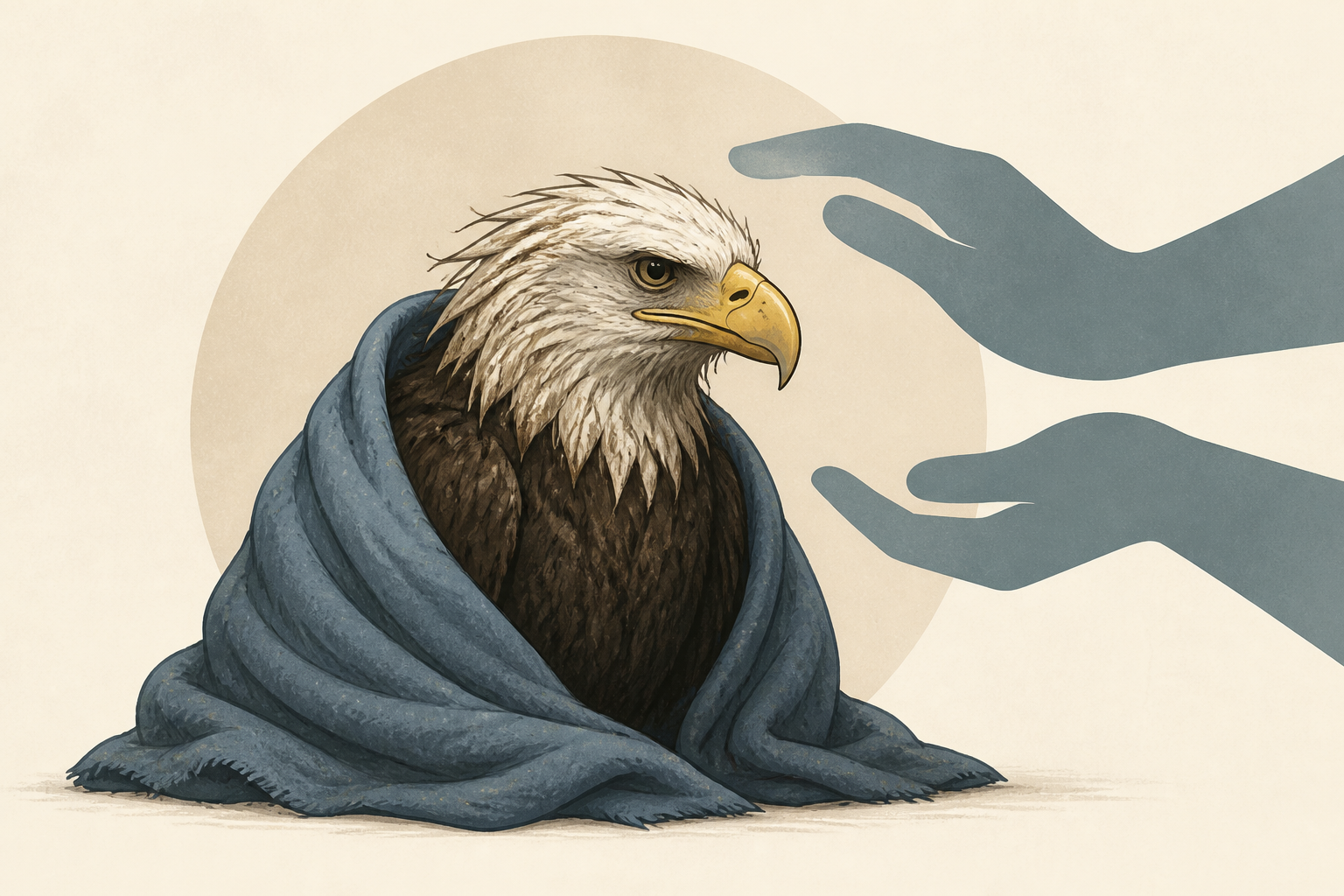 Found weak and disheveled, rescued eagle