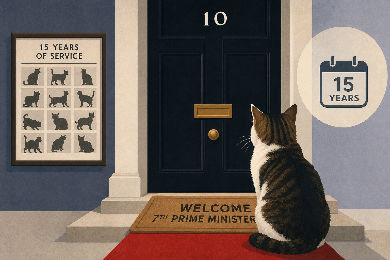 Larry the Cat welcomes Andy Burnham, his 7th British prime minister, to Downing Street: A look back at the feline's 15 years of service in photos
