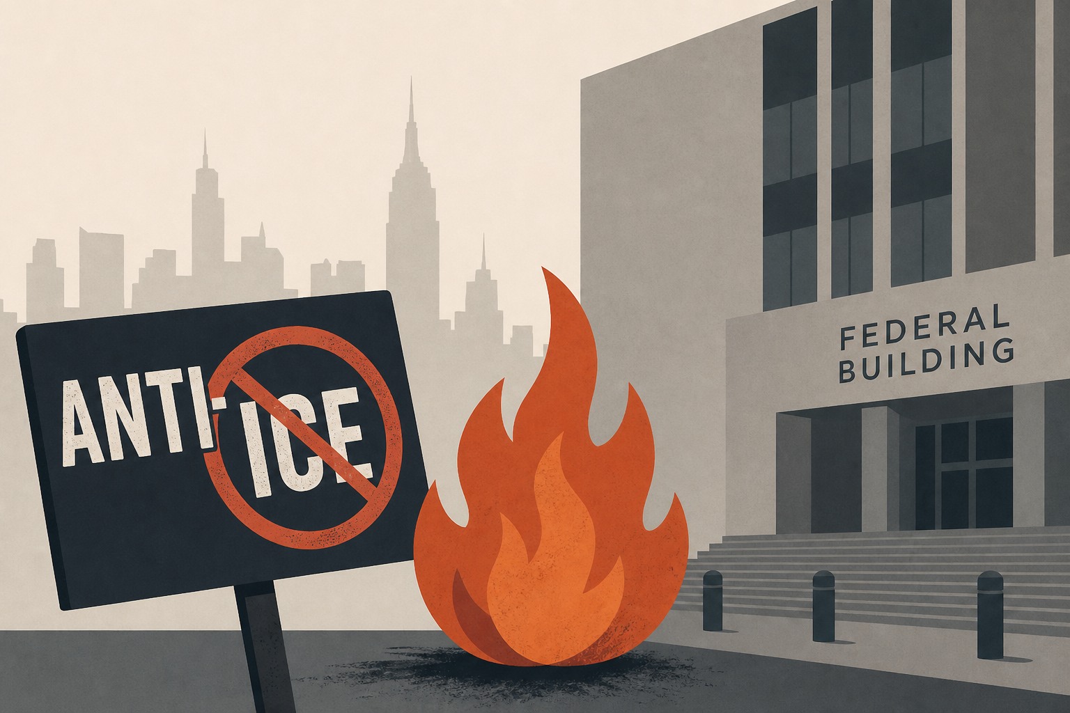 'Anti-ICE' Army veteran set fire outside Manhattan federal building, say officials