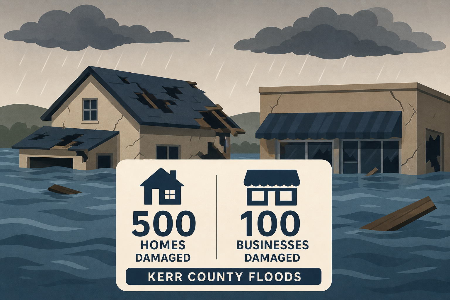 500 homes and 100 businesses damaged in Kerr County floods