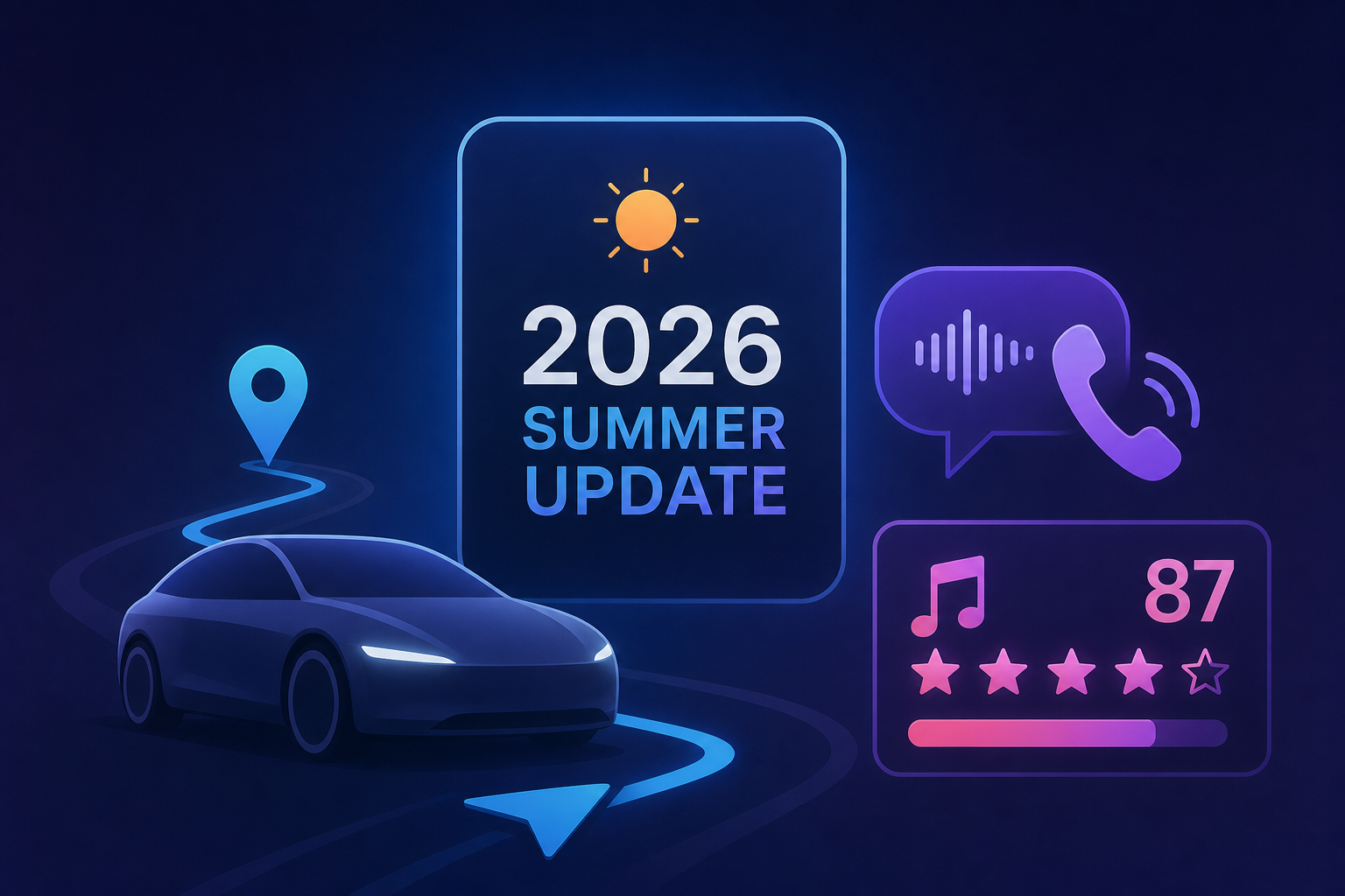 Tesla's 2026 Summer Update: auto navigation, Grok phone calls, Caraoke scoring, and more