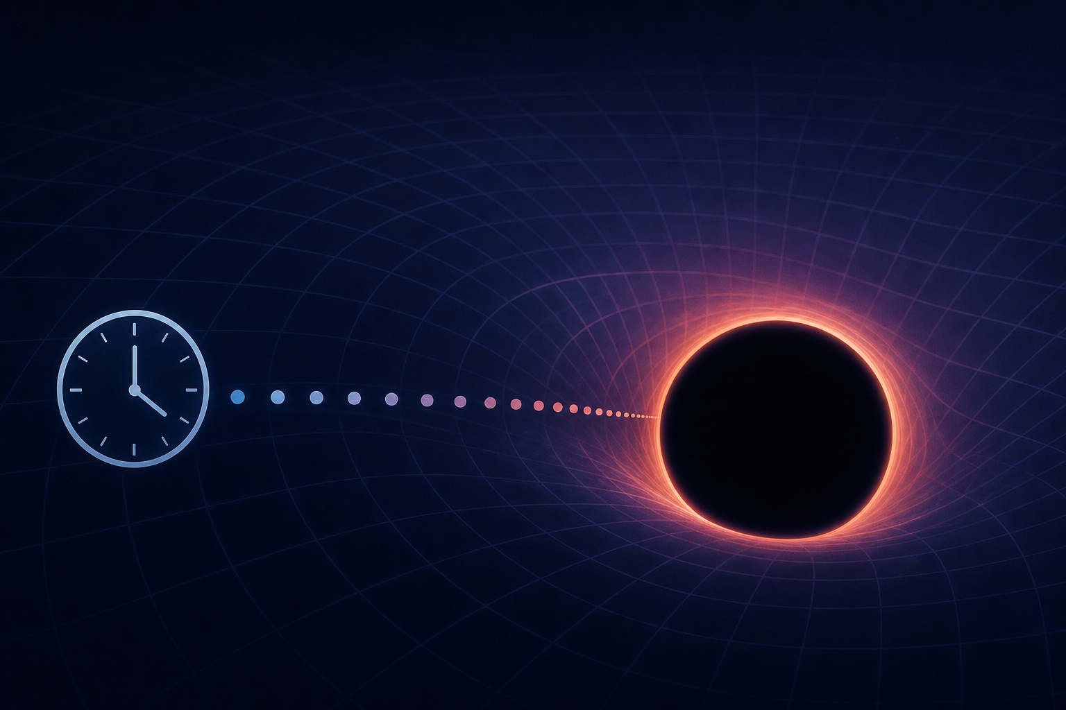 A black hole does not merely bend space; it bends time, pulling it so severely that at the event horizon, time as experienced from the outside appears to stop entirely, meaning something falling in wo
