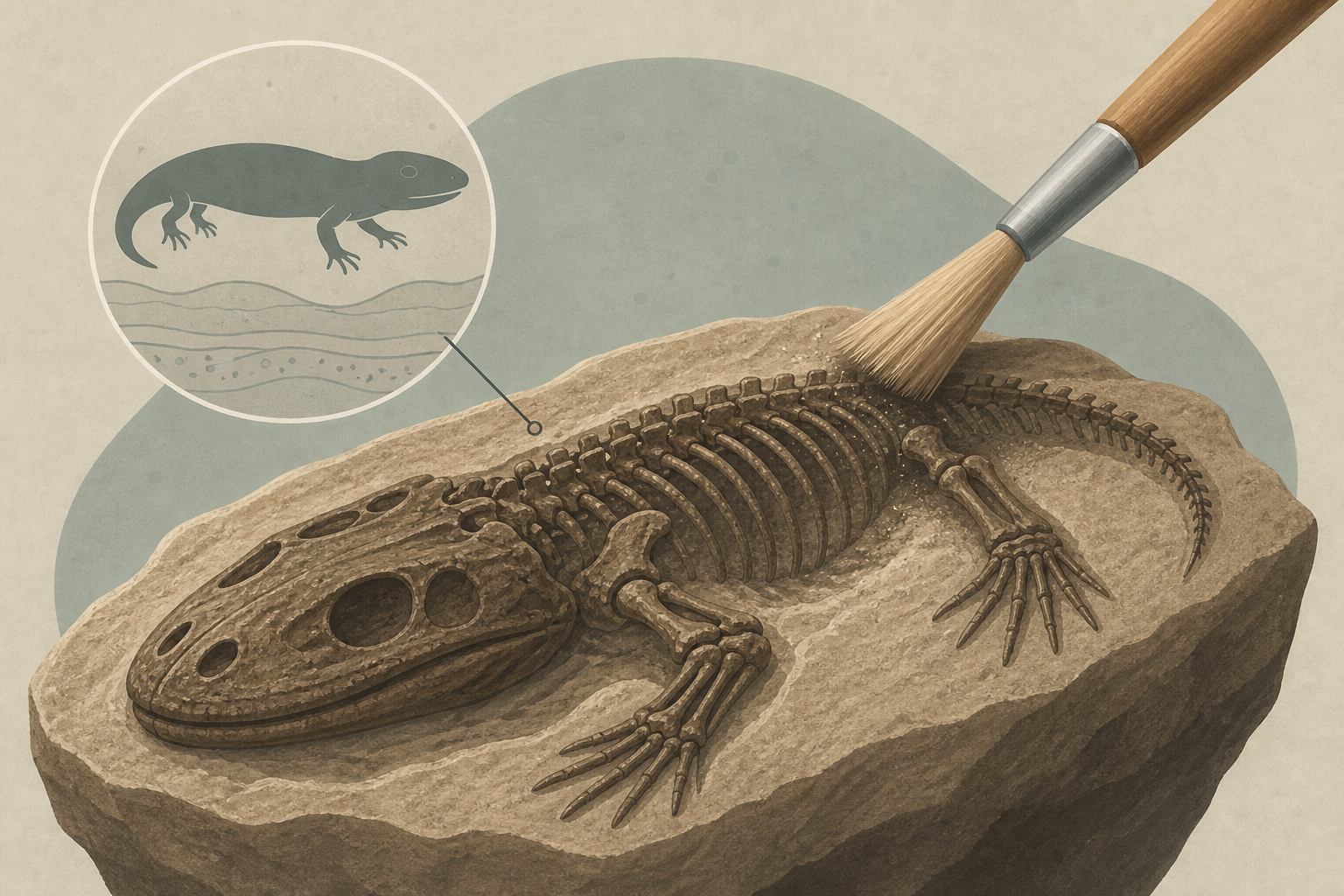 See how the skeleton of a huge 240 million-year-old amphibian is cleaned