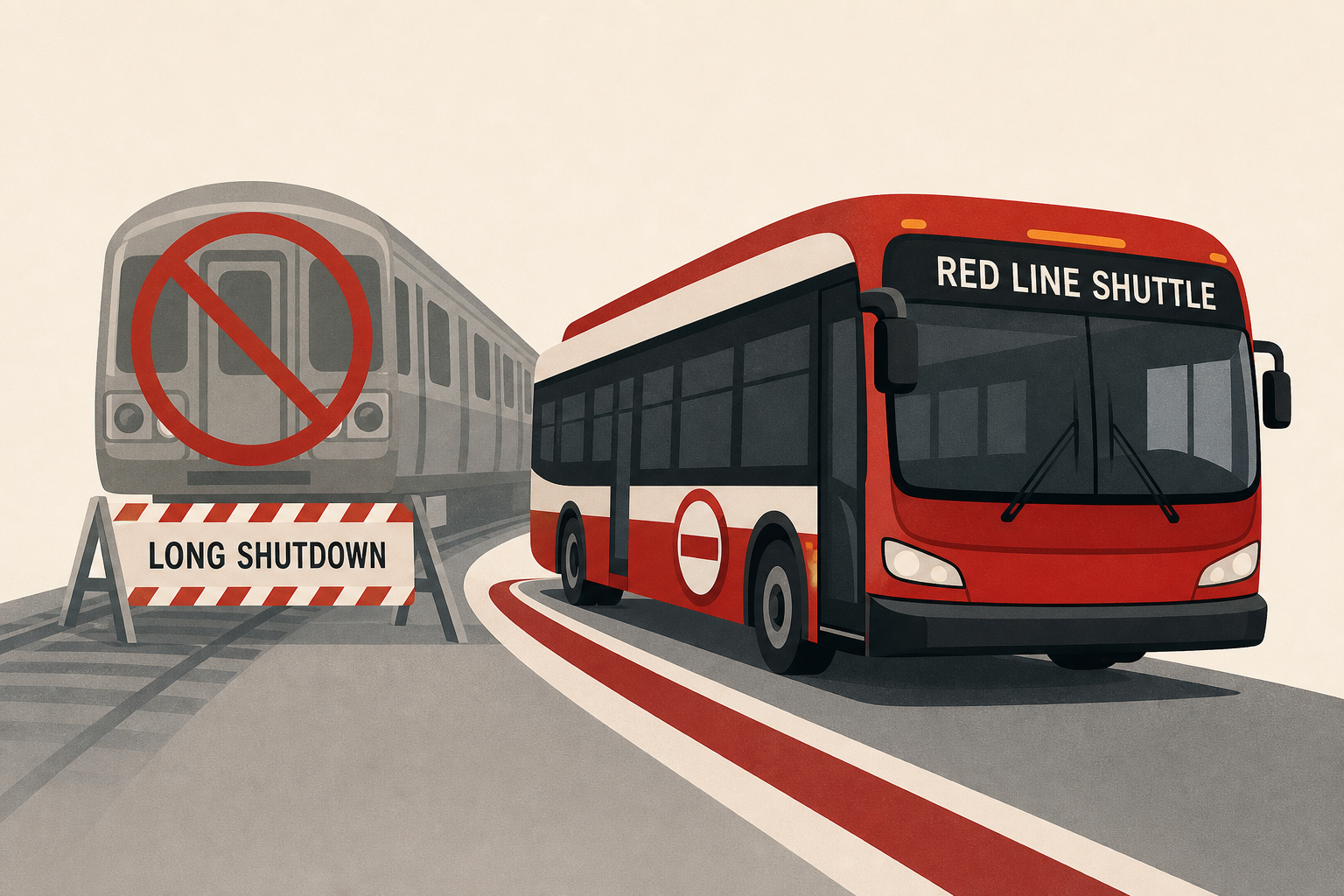 moving Red Line shuttle buses replace trains during long shutdown