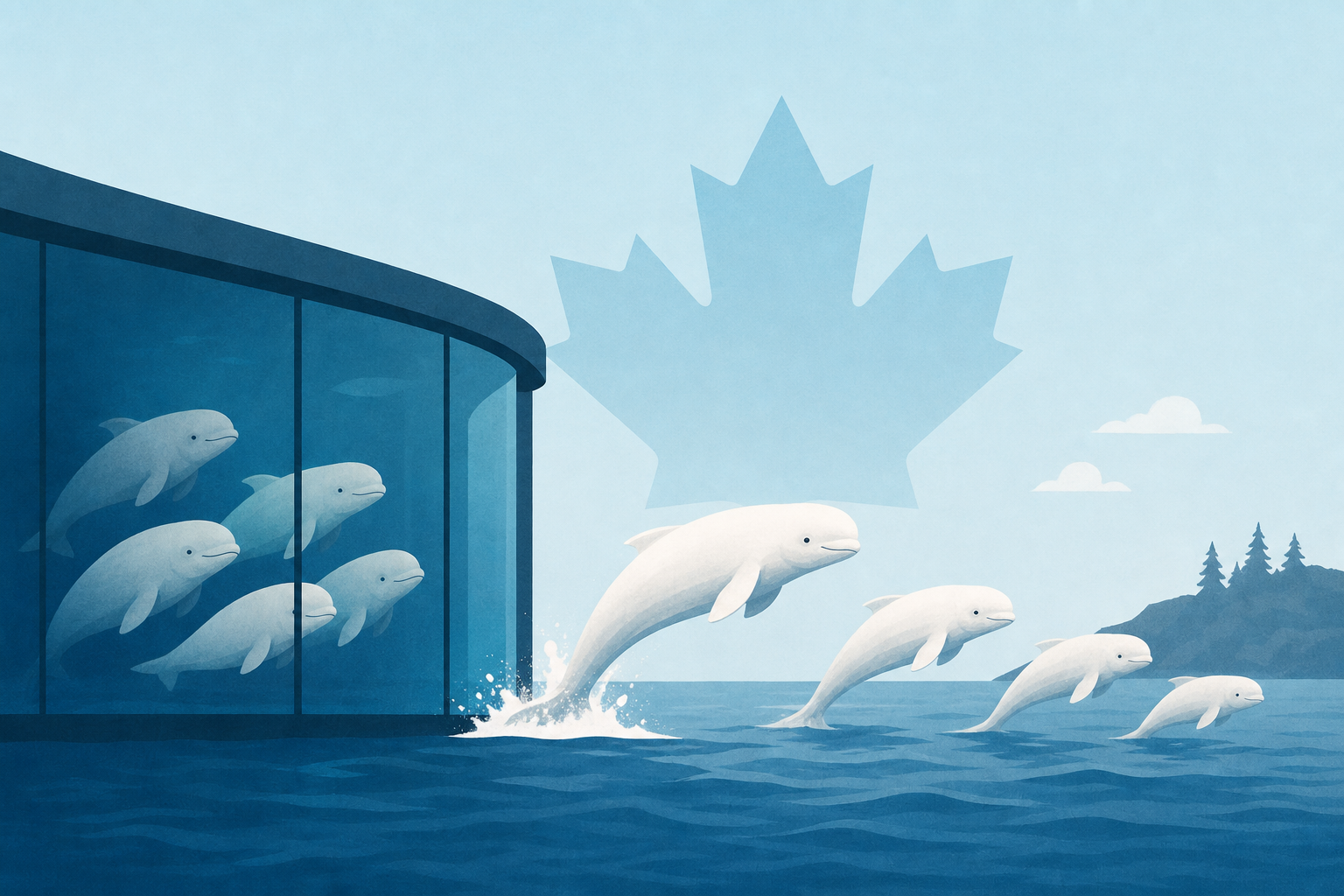 Six beluga whales finally leave embattled Canadian marine park