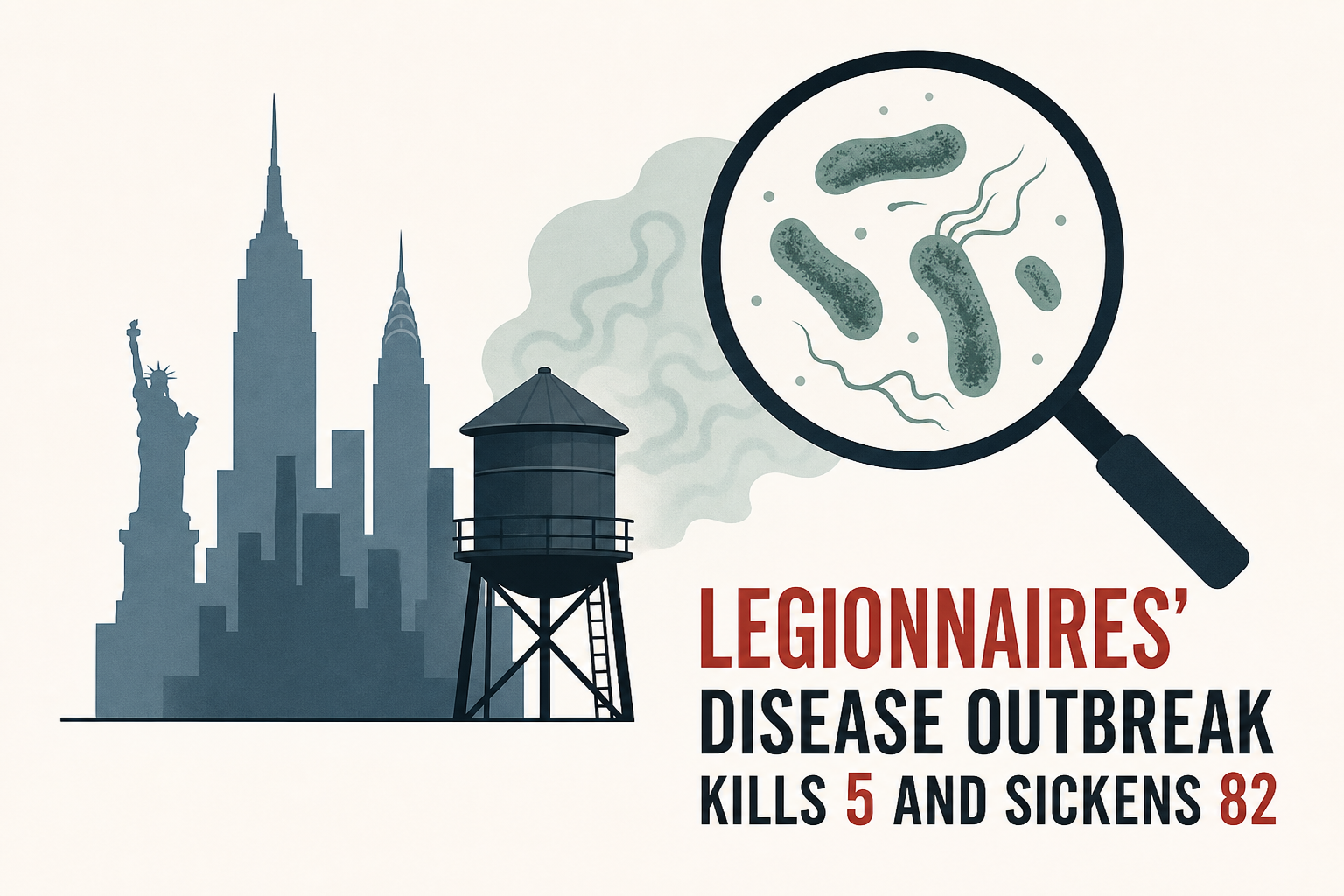 New York City Legionnaires' disease outbreak kills 5 and sickens 82