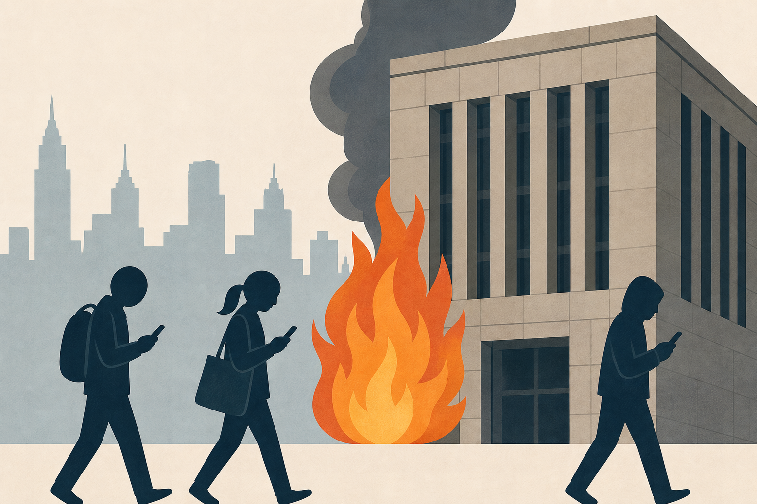 Bystanders unfazed during fiery attack outside federal NYC building