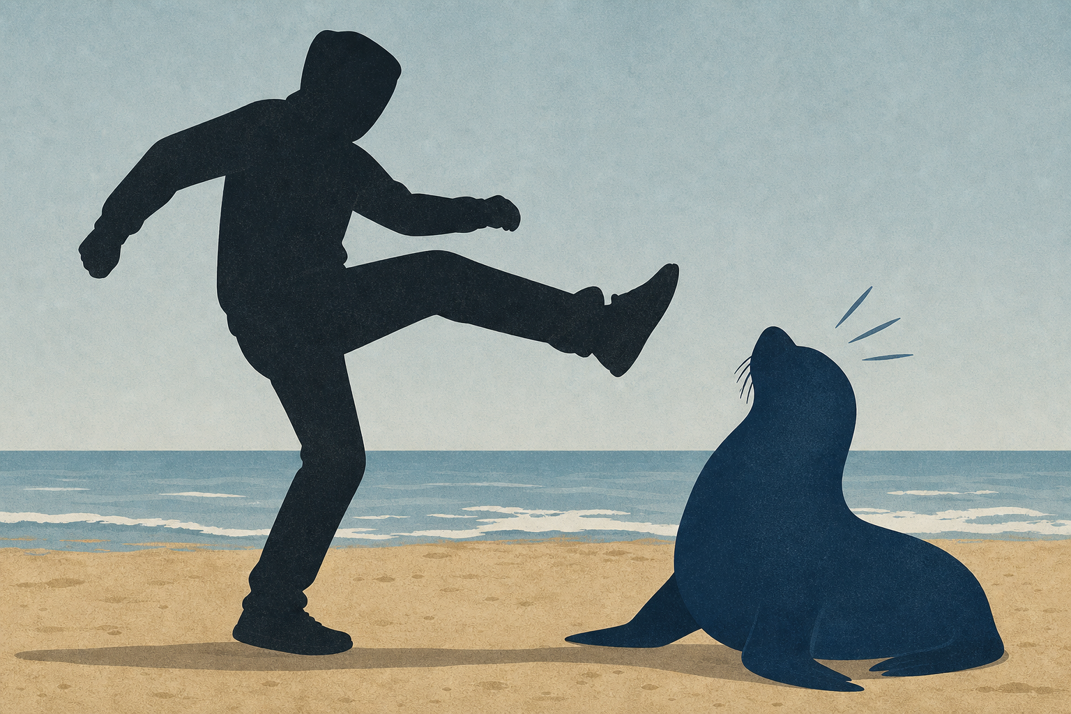 Shocking video shows heartless punk unleash flurry of kicks at sea lion on SoCal beach