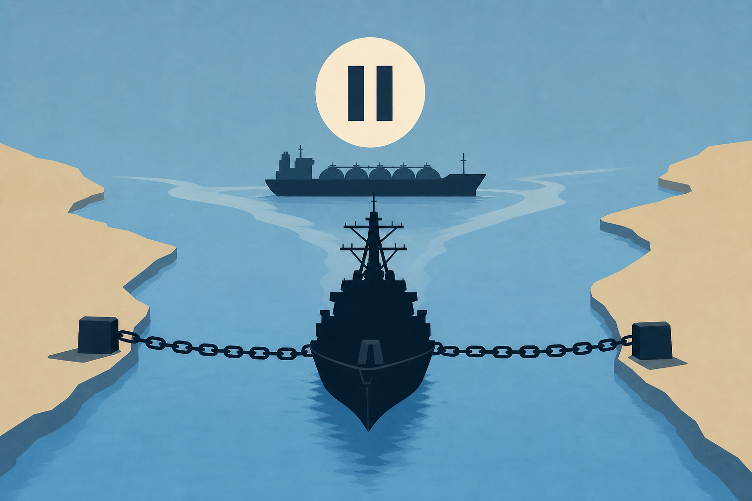 US naval blockade in the Strait of Hormuz holds as direct strikes pause
