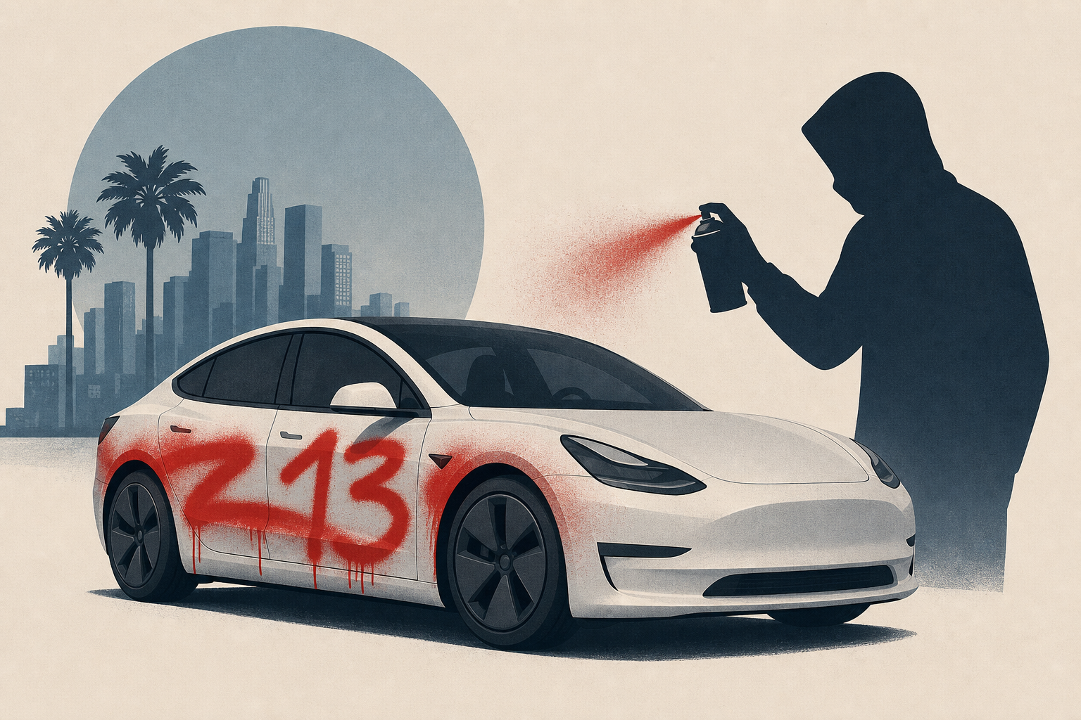SoCal police hunt for vandal who spray-painted 13 Teslas in one week