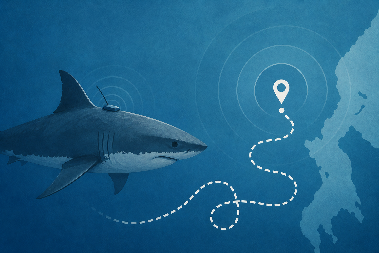 Great white shark Breton making unusual moves with latest location ping